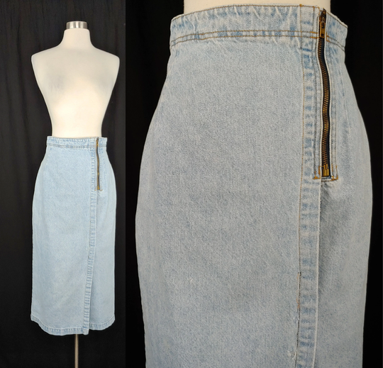 Vintage Guess Jeans Georges Marciano Design Xs Long Denim Pencil Skirt