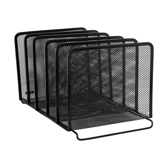 Rolodex 5-Compartment Black Wire Mesh File Organizer - 7.75" x 14.38" x 8.25"