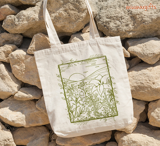 Cottagecore Floral Meadow Tote Bag, Art Eco-Friendly Art, Wildflower Tote, Gift For Friend