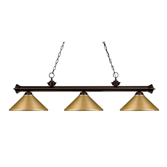 Avery Home Lighting Riviera Bronze Satin Gold 3 Light Billiard Light