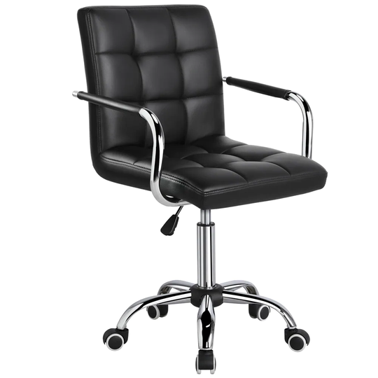 Yaheetech Adjustable Faux Leather Swivel Office Chair with Wheels