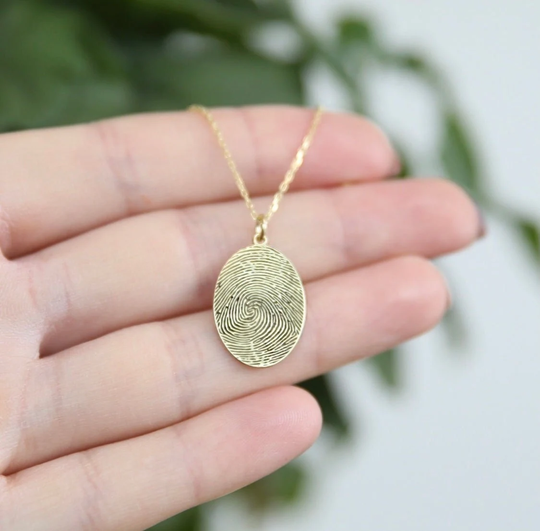 14K Gold Fingerprint Necklace, Personalized Necklace, Fingerprint Jewelry, Memorial Gifts, Bridesmaid Gifts, Jx21