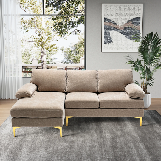 Accent sofa/Living Room Sectional Sofa Couch, Modern Polyester Fabric L-Shaped Couch 3-Seat Sofa Sectional