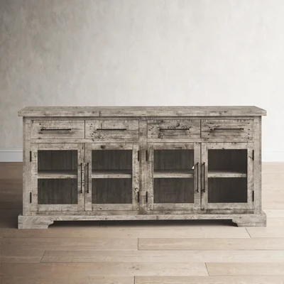 Argene 74'' Wide 4 Drawer Pine Solid Wood Sideboard