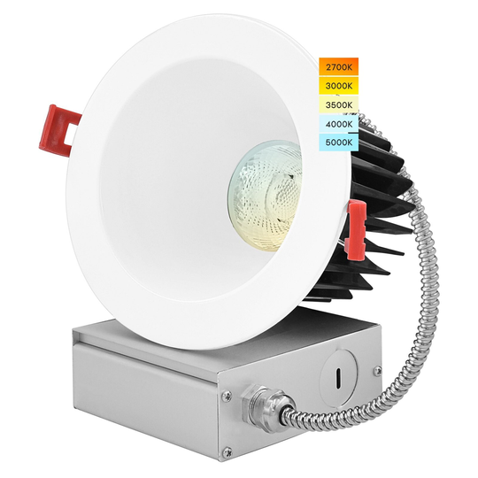 Luxrite 4" LED Recessed Lighting with J-Box 18W 1500 Lumens 5 Color Selectable Dimmable Wet Rated IC Rated ETL Listed