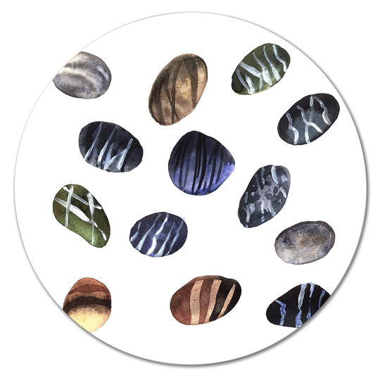 Designart 'Colorful Stones On White II' Modern Metal Circle Wall Art