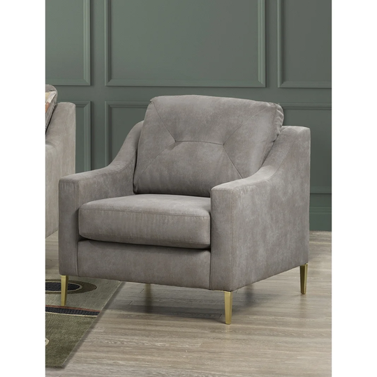 Weston Retro-Modern Grey Fabric Tufted Chair