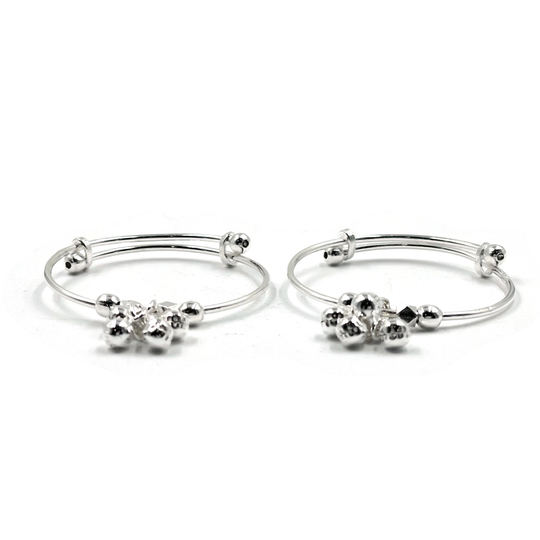925 Sterling Silver Kids Round/C-Shaped Anklet Bracelet - Style#37