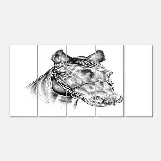 Designart 'Freehand Horse Head Pencil Drawing' Modern Animal Metal Wall Art