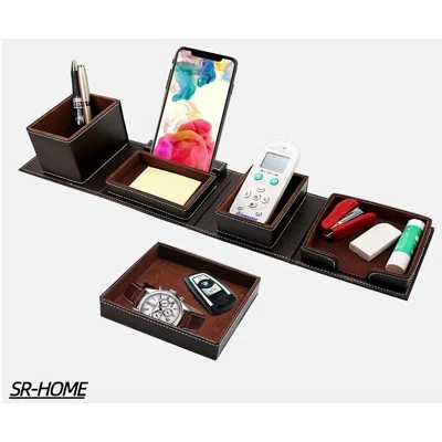 Multi-Functional Stationery Faux Leather Desk Organizer
