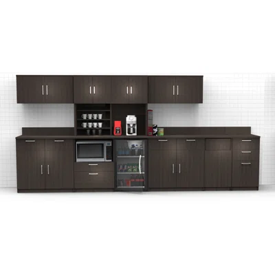 Buffet Sideboard Kitchen Break Room Lunch Coffee Kitchenette Cabinets 8 Pc Espresso - Factory Assembled (Furniture Items Purchase Only)