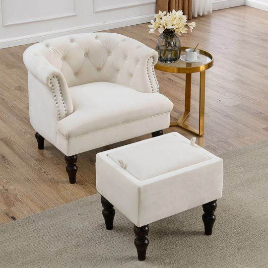Modern Tufted Accent Chair with Crystal Buttons