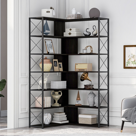 Home Office Bookshelf L Shaped Corner Bookcase