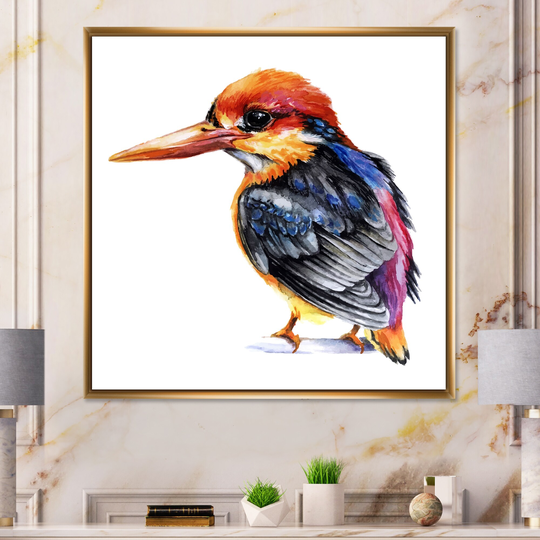 Designart 'Colorful Kingfisher Bird' Traditional Framed Canvas Art Print