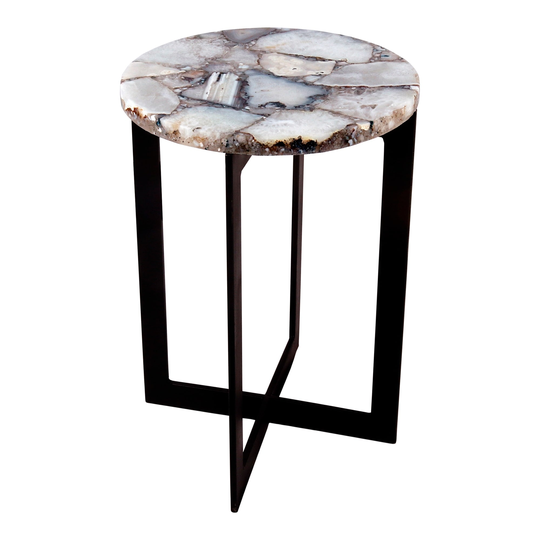 Aurelle Home Modern White Agate Round Accent Table - 18" wide x 24" high