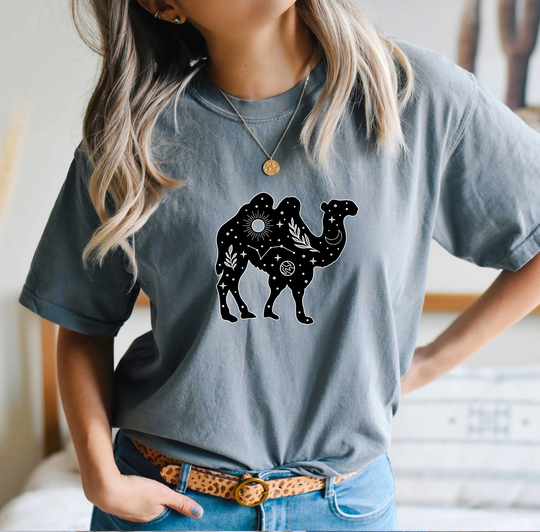Comfort Colors Celestial Animals Shirt, Camel Top, T-Shirt, Comfy Oversized Boho Shirt