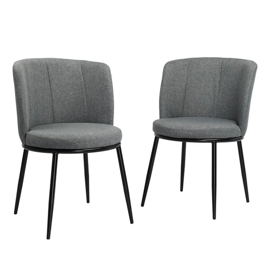 Set of 2 Dining Chairs Mid Century Kitchen Chairs Upholstered Grey - 23.2x31.5