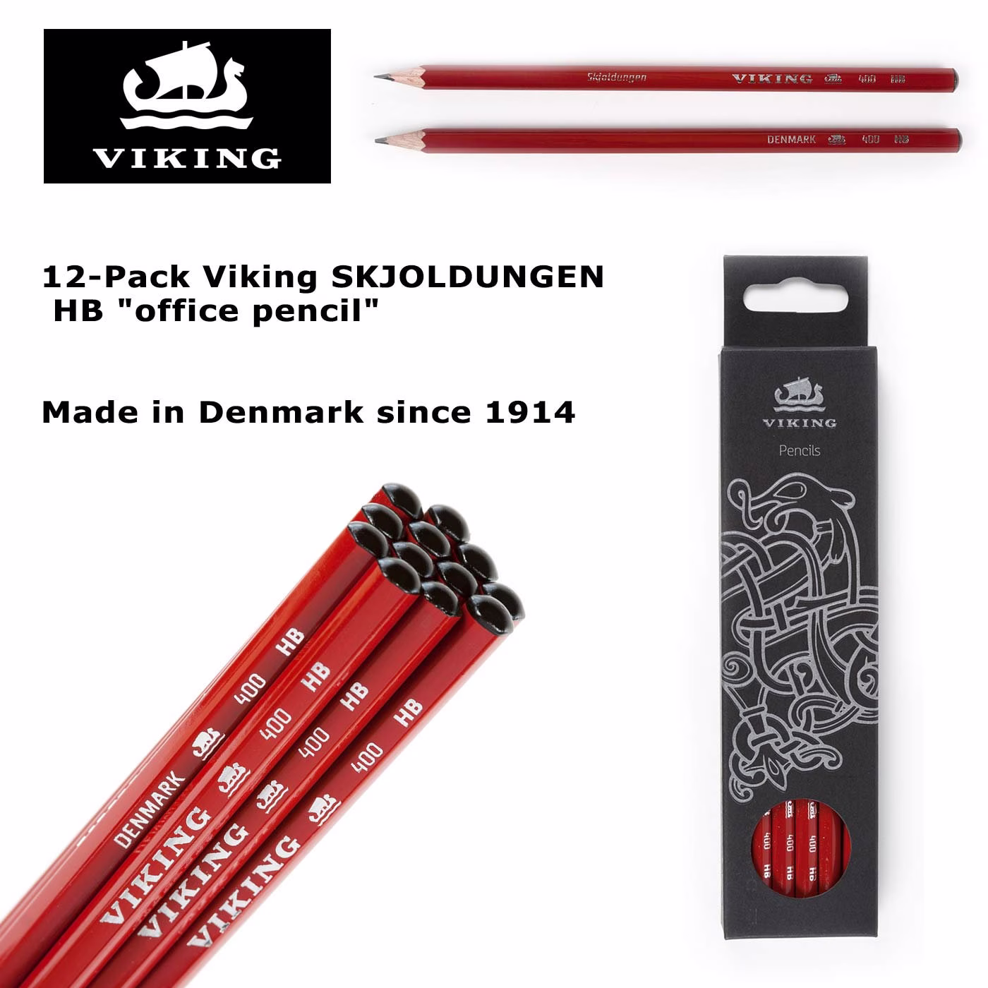 12-Pack Viking Skjoldungen Hb "Office Pencil" - Made in Denmark Since 1914