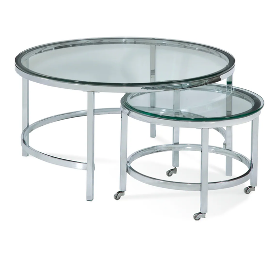 Patinoire Round Cocktail Table on Casters - 34"W x 34"L x 18"H
