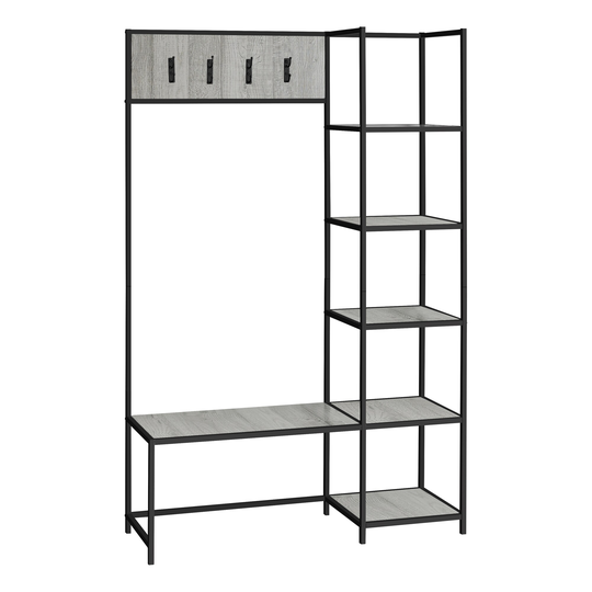 5.75' Gray Multi-Functional Hall Entry Rack with Bench