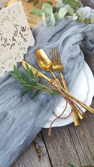 Gray Gauze Table Runner For Wedding, Cheesecloth Runner, Birthday Cloth Ru-030