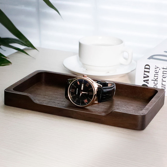 Small Wooden Tray | Walnut Jewelry Tray Organizer Modern Office & Desk Tray Decor Stylish Craft Kitties Gift For Him