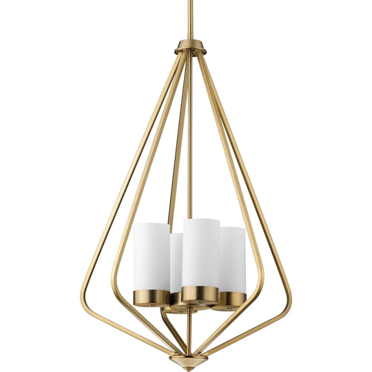 Elevate Collection 4-Light Brushed Bronze Etched Glass Modern Pendant Hanging Light - 20 in x 20 in x 30 in