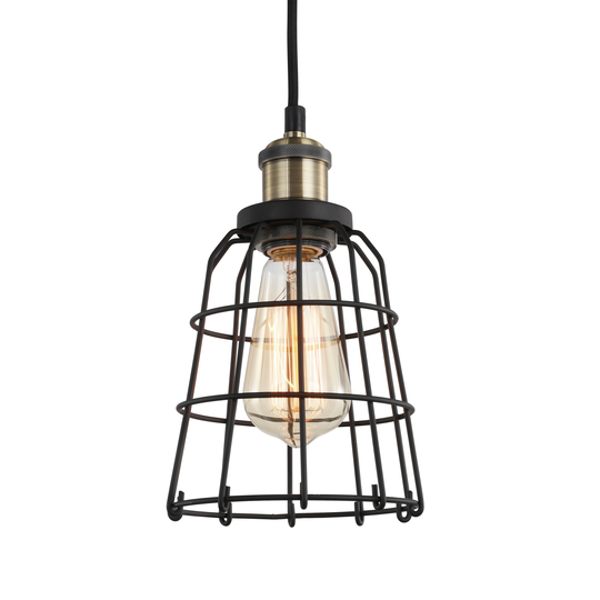 Woodbridge Lighting Fulton Black Wire Cage Mini-pendant w/ST64 Bulb