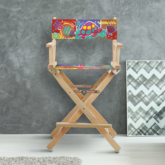 24" Director's Chair Natural Frame-Passion Fish - 23"W x 19"D x 39.5"H