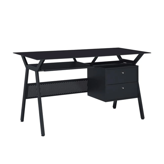 Computer Desk Workstation with 2-Drawer Storage in Dask Black