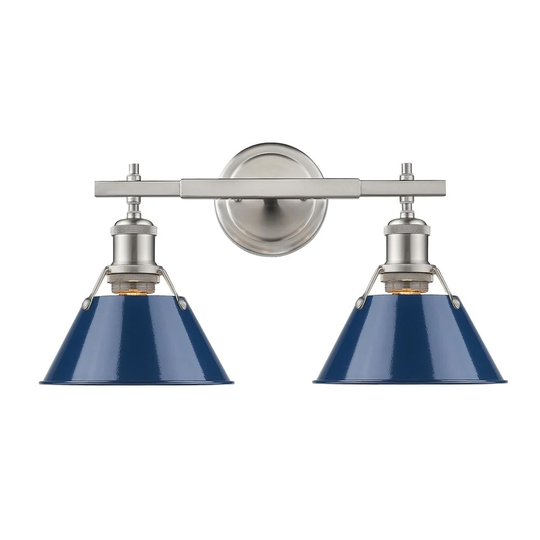 Golden Lighting Orwell Pewter with Navy Blue Shade 2-light Bath Vanity