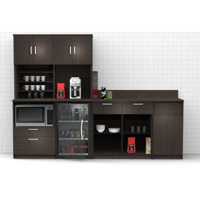 Buffet Sideboard Kitchen Break Room Lunch Coffee Kitchenette Cabinets 4 Pc Espresso - Factory Assembled (Furniture Items Purchase Only)
