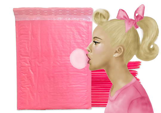 8x12 Bubble Gum Pink Colored Poly Mailers, Protective Fun Padded Mailing Envelopes, Self Seal Adhesive Shipping Bags 8.5x11 Usable