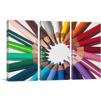 Circle Color Pencils Home Decor - 3 Piece Wrapped Canvas Photograph Print Set