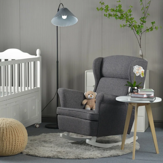 Wingback Rocker Lounge Chair with Wood Leg