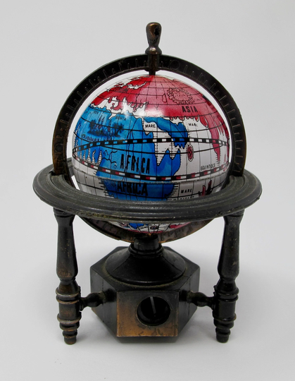 Vintage Die-Cast Metal World Globe Pencil Sharpener