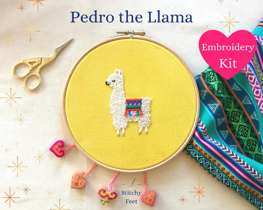 Llama Embroidery Kit, Alpaca Hand Pattern, Diy Modern Hoop Art, Beginners Embroidery, Needlecraft Stitching Gift