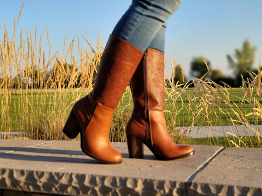 Amelia Boots// Mexican Faux Leather Boots//Mexican Hand Tooled Boots//Booties//Wome's Boots//Knee High Boots//Faux Boots