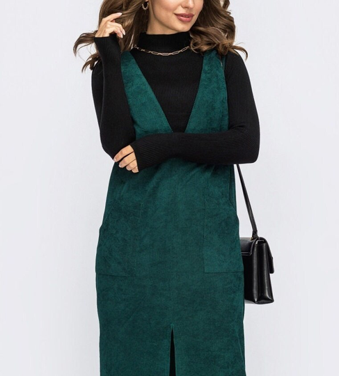 Secretary Corduroy Dress Sleeveless For Women Emerald Casual Maxi Office Pencil