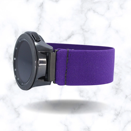 Elastic Samsung Galaxy Watch 4 Band - For 40mm 42mm 44mm 46mm & Classic Watch4 Models With 20mm Adapters Solid Purple Holiday Xmas Gift