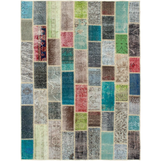 ECARPETGALLERY Hand-knotted Color Transition Patchwork Multi Wool Rug - 5'4 x 7'10