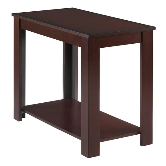 Chair Side Table Warm Brown Finish Flat Table Top