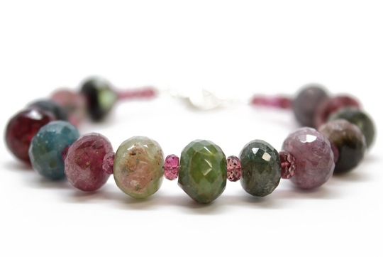 Multi Color Tourmaline Bracelet, Colorful Gemstone Jewelry, October Birthstone