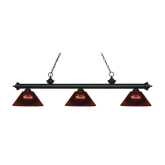 Avery Home Lighting Riviera Matte Black 3-light Island/Billiard Burgundy-finished Light - Matte Black