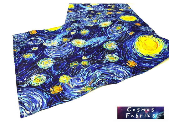 Van Gogh Starry Night Pattern Table Runner, 16''x 55'' | 40x140cm Art Home Decor Digital Printed Polyester Fabrics Runner