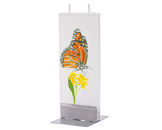 Hand Painted Flat Candle | Monarch Butterfly Small Unique Gift Shelf Décor Nature