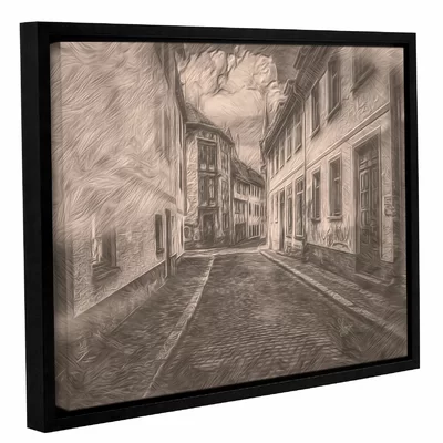 'Cobblestone Road' Framed Pencil Drawing Print On Canvas