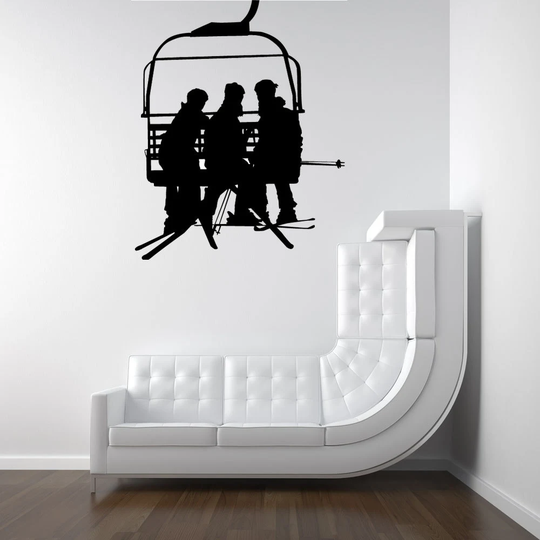 Ski Lift Chair, Skiing Decor, Snowboard Art, Decal, Vinyl Sticker, Winter, Wall Home Decor