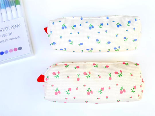 Floral Pencil Pouch | Pink, Blue Jessica's Journal