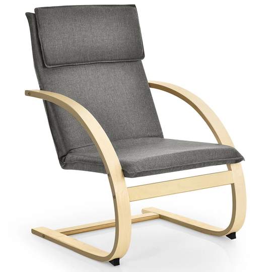 Gymax Modern Bentwood Lounge Chair Fabric Upholstered Accent Leisure